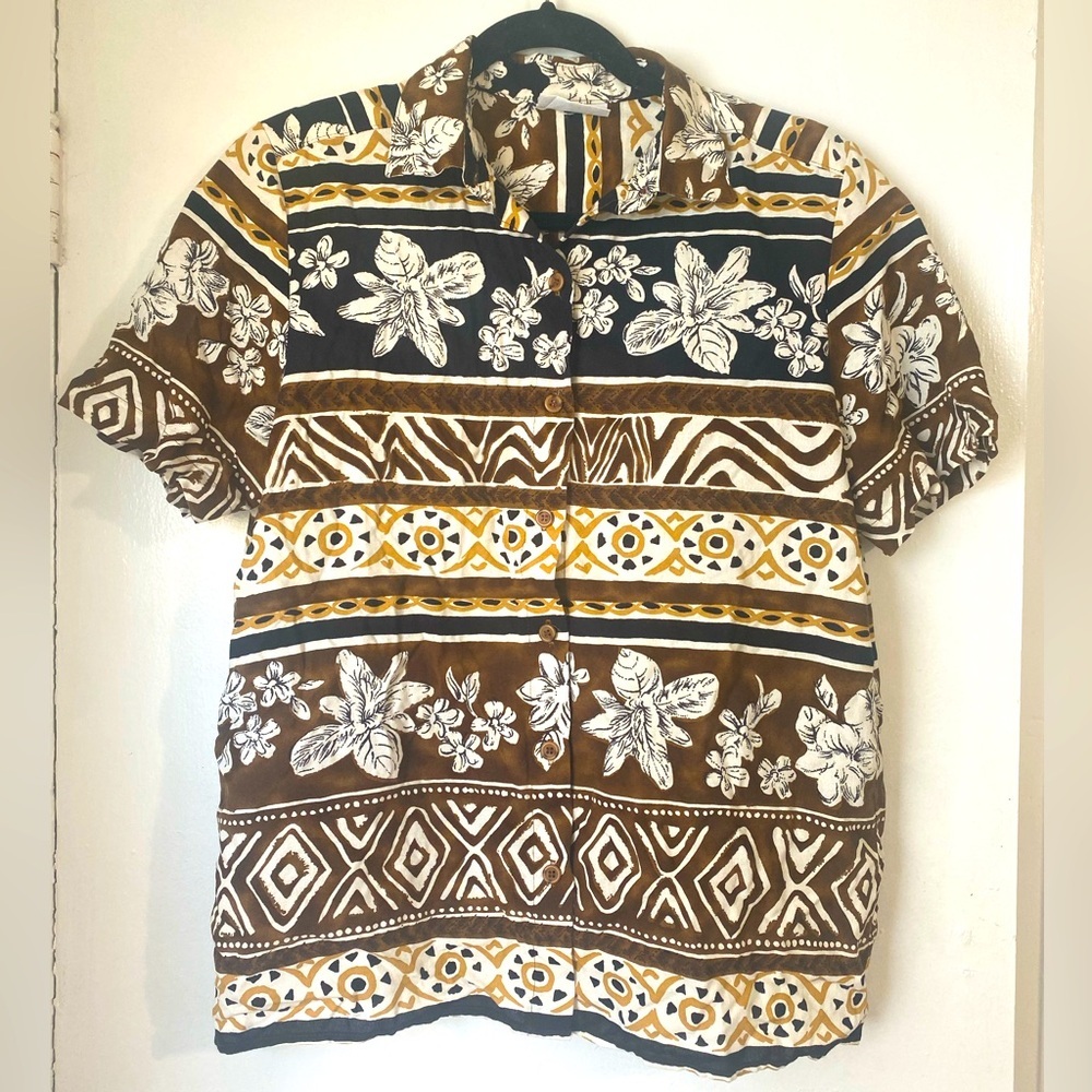 Alfred Dunner Hawaiian Shirt Blouse